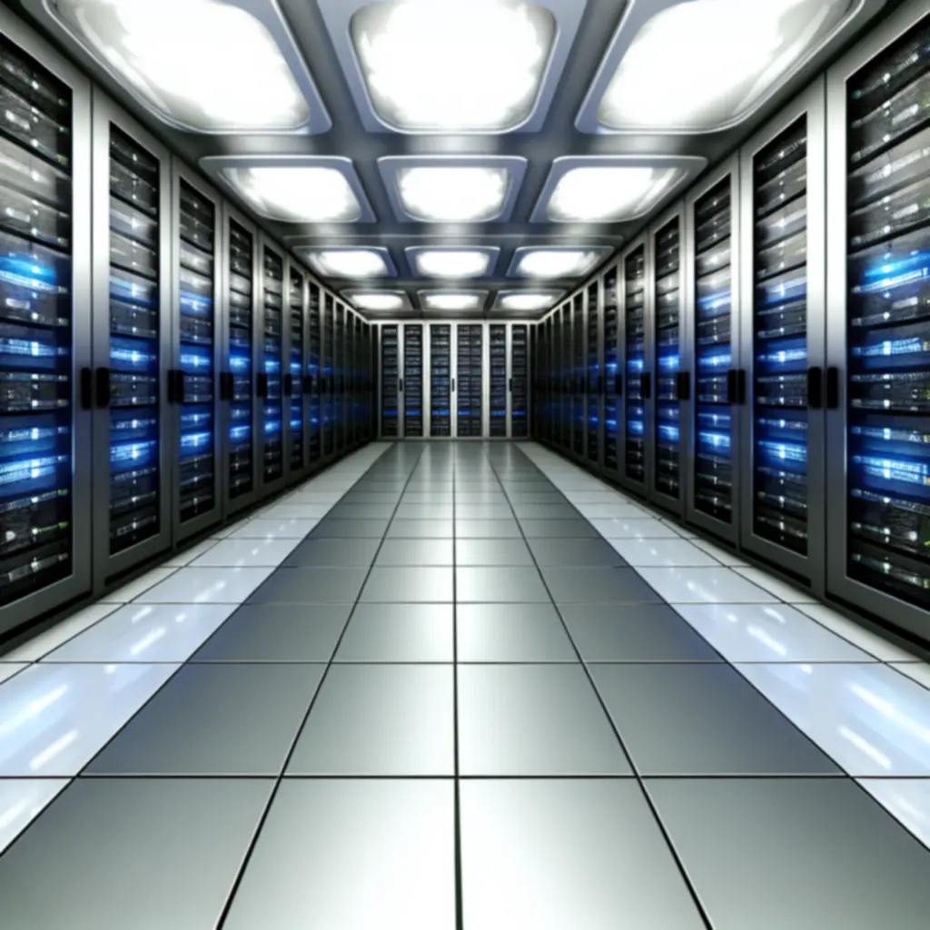 Nowoczesne centrum danych z podświetlonymi serwerami Gaming System Labs